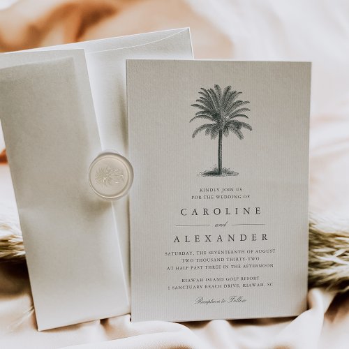Havana Palm  Vintage Palm Tree Wedding Invitation