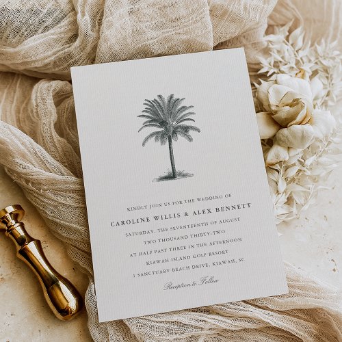 Havana Palm  Vintage Palm Tree Wedding Invitation