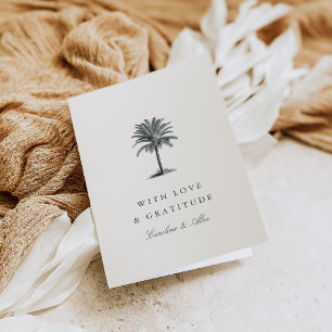 Havana Palm   Vintage Palm Tree Wedding Letterpress Thank You Card