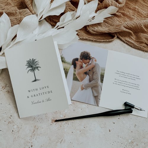 Havana Palm  Vintage Palm Tree Wedding Photo Thank You Card