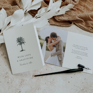 Havana Palm Vintage Palm Tree Wedding Photo Thank You Card