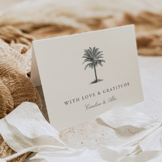 Havana Palm | Vintage Palm Tree Wedding Thank You Card