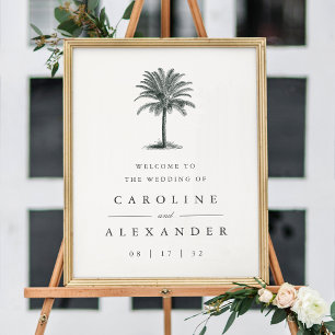 Havana Palm   Vintage Palm Tree Wedding Welcome Poster