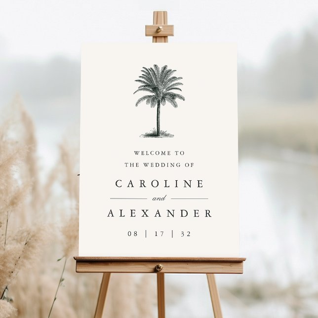 Havana Palm Vintage Palm Tree Wedding Welcome Sign (Vintage palm tree wedding welcome sign)