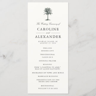 Havana Palm Wedding Ceremony Program