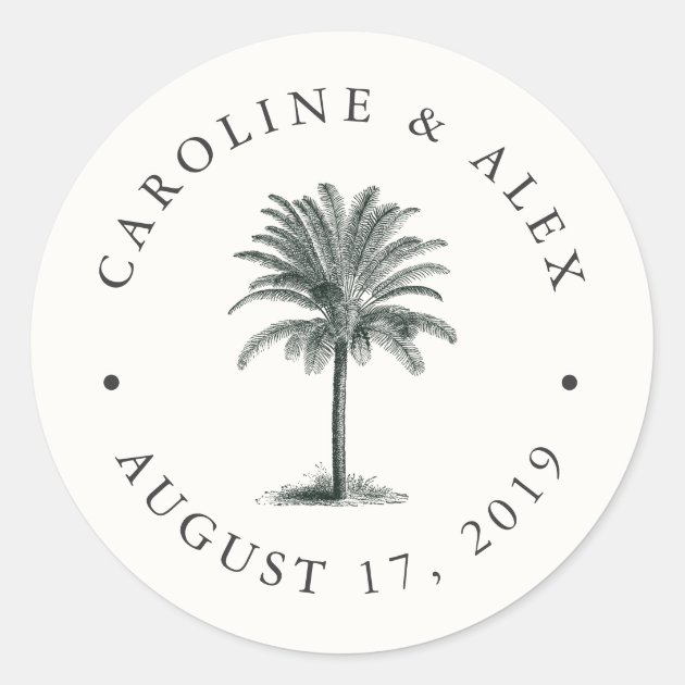 Havana Palm Wedding Classic Round Sticker
