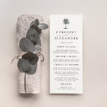 Havana Palm Wedding Menu Card<br><div class="desc">Our island chic wedding menu features your starter courses, entrees and desserts in elegant charcoal grey lettering, accented with a vintage etched style palm tree illustration in blackened hunter green. Coordinates with our Havana Palm wedding collection. Use the template fields to add your menu information, and then click "Customize" to...</div>