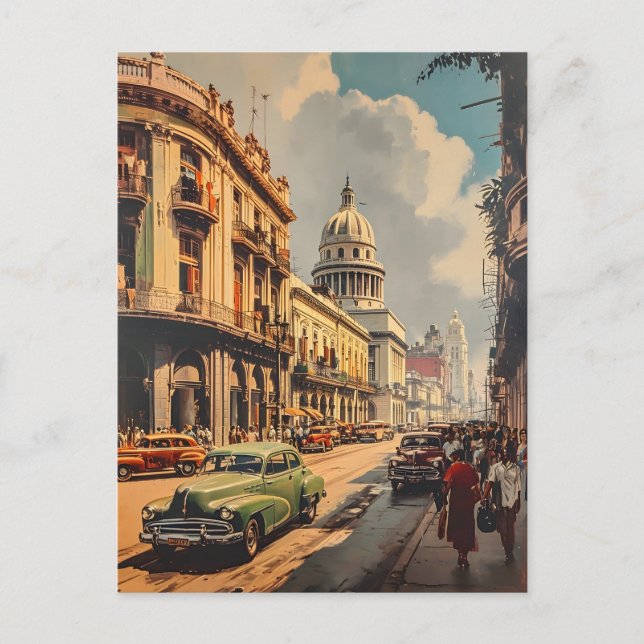 Havana Streets: Vintage Postcard (Front)