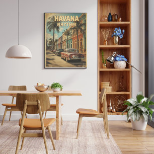 Havana Vintage Travel Colorful Cuban Retro Car Poster