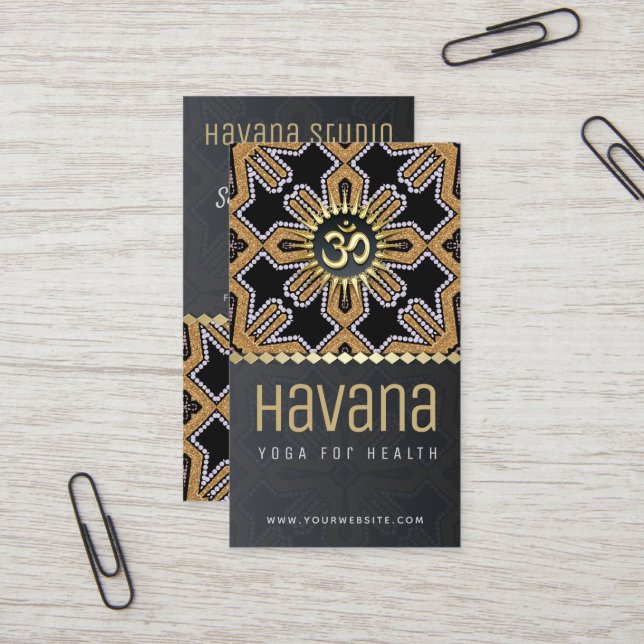 Havana Yoga Studio Black Gold Business Card (Front/Back In Situ)