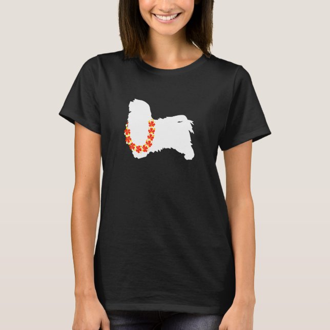 Havanese Aloha Hawaiian Lei Dog T-Shirt (Front)
