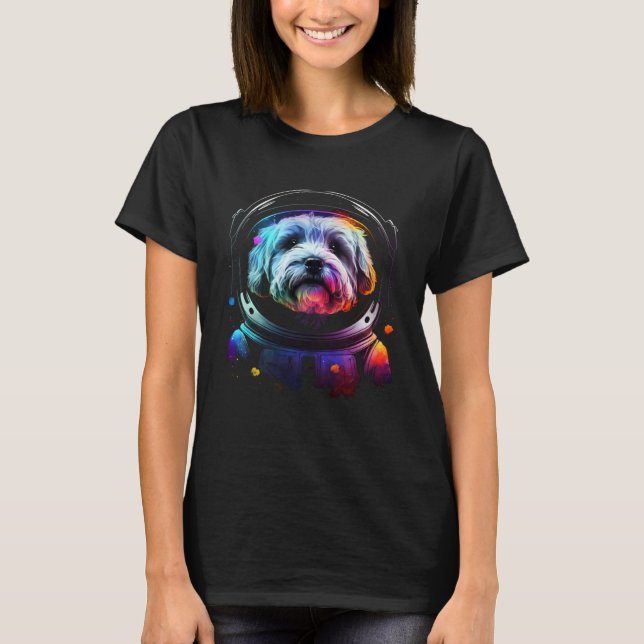Havanese Astronaut Dog in Outer Space  Cosmic Grap T-Shirt (Front)