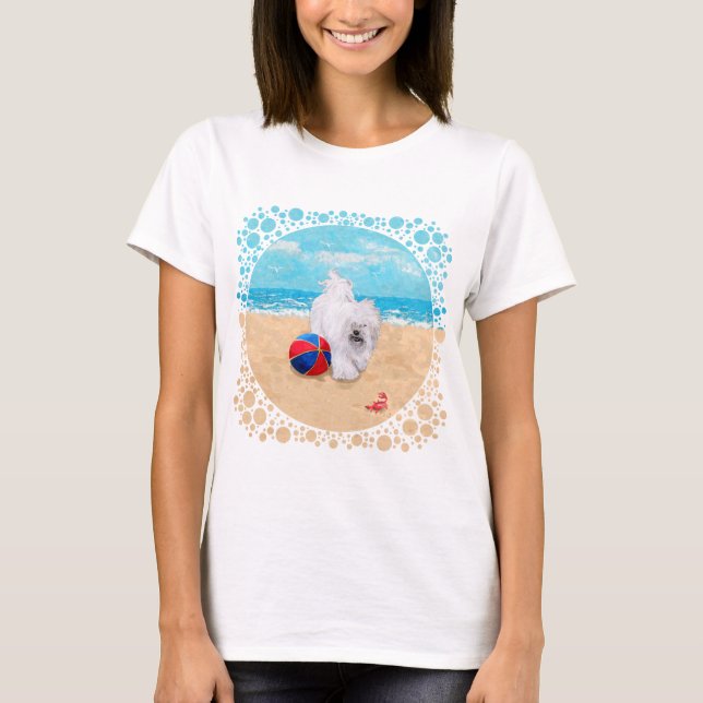Havanese at the Beach T-Shirt (Front)