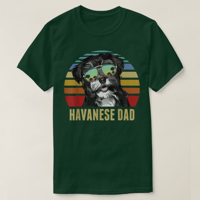Havanese Best Dog Dad Ever Retro Sunset Beach Vibe T-Shirt (Design Front)