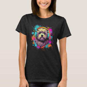 Havanese Bolonka Lhasa Apso With Headphones Dog 80 T-Shirt