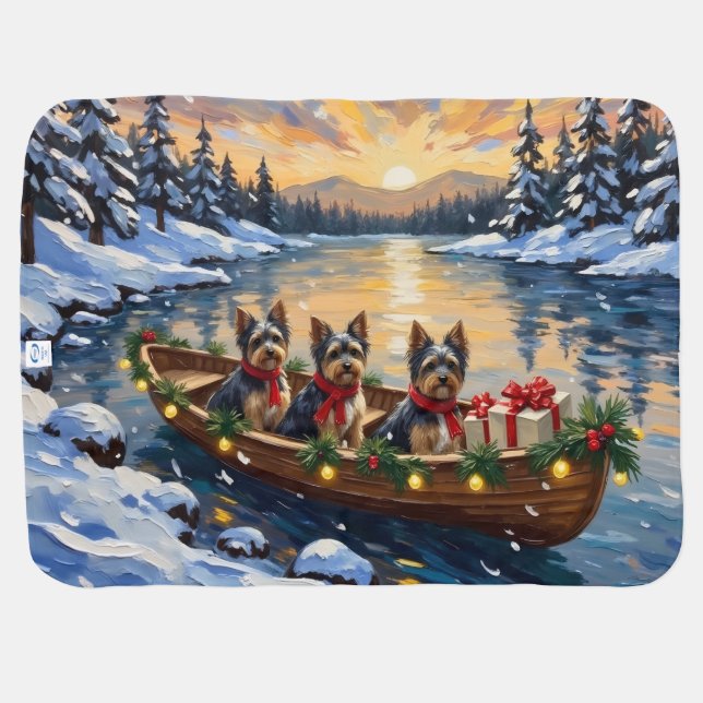 Havanese Christmas Boat Holiday Baby Blanket (Back Horizontal)