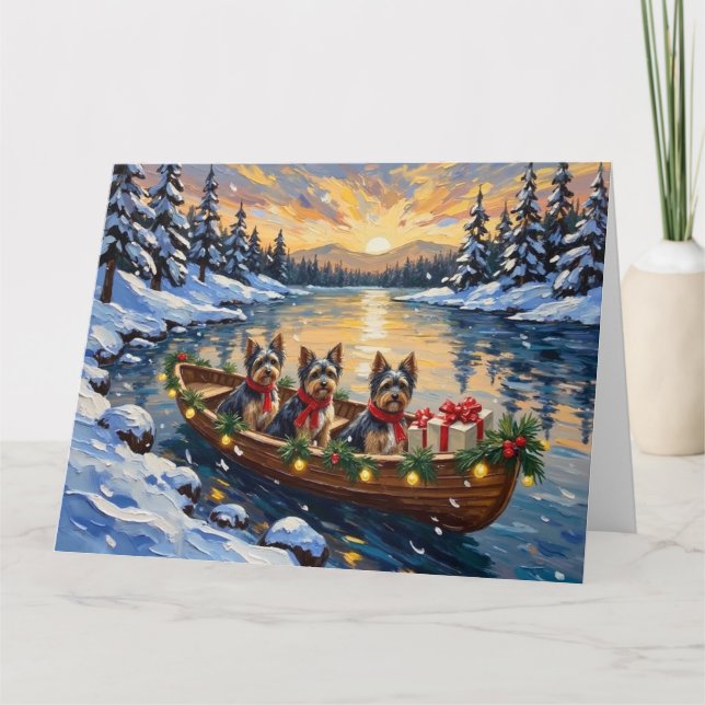 Havanese Christmas Boat Holiday Card (Front)