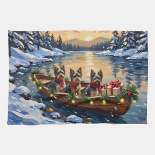 Havanese Christmas Boat Holiday Kitchen Towel