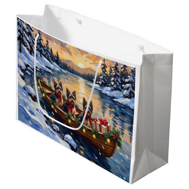 Havanese Christmas Boat Holiday Large Gift Bag (Front Angled)