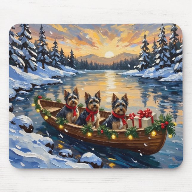 Havanese Christmas Boat Holiday Mouse Pad (Front)