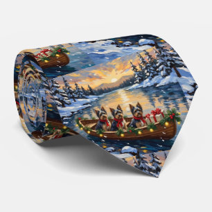 Havanese Christmas Boat Holiday Neck Tie