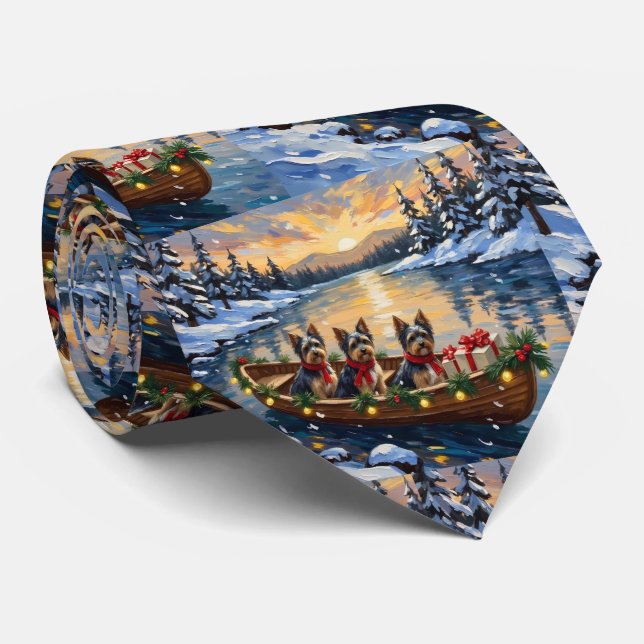 Havanese Christmas Boat Holiday Neck Tie (Rolled)