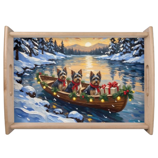 Havanese Christmas Boat Holiday Serving Tray (Front)