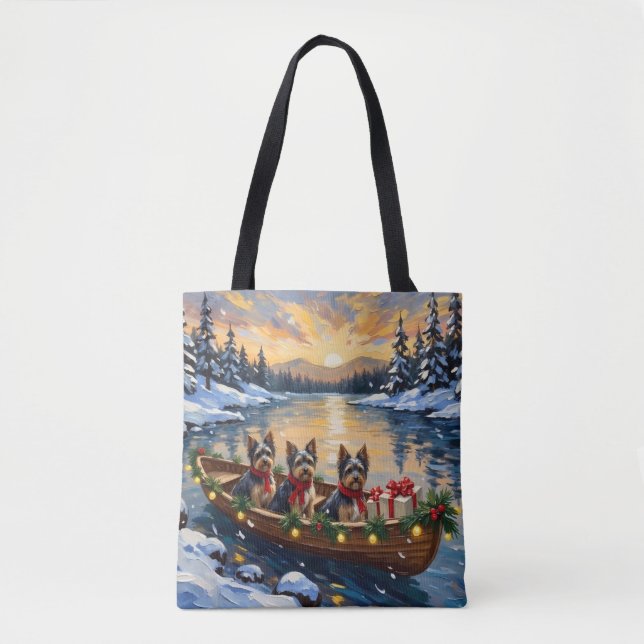 Havanese Christmas Boat Holiday Tote Bag (Front)