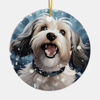 Havanese christmas,dog memorial gift,dog lover gif ceramic ornament