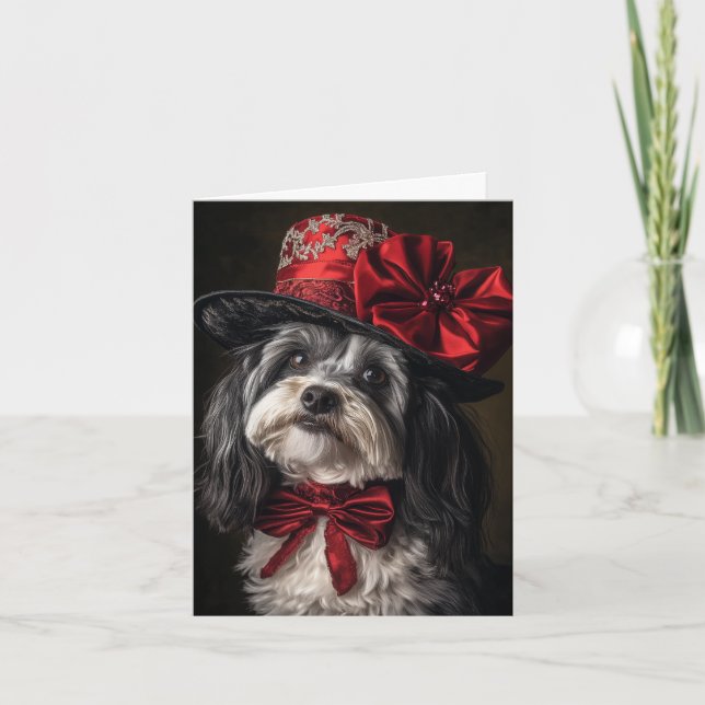 Havanese Christmas Elegant Victorian Dog Holiday Card (Front)