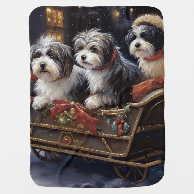 Havanese Christmas Festive Season  Baby Blanket (Front)