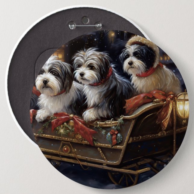 Havanese Christmas Festive Season  Button (Front & Back)