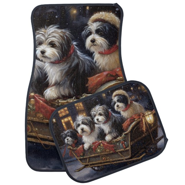 Havanese Christmas Festive Season  Car Floor Mat (Set)