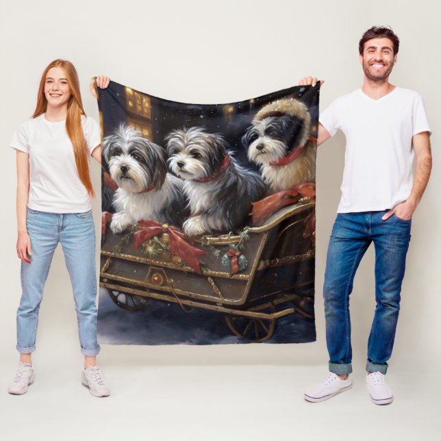 Havanese Christmas Festive Season  Fleece Blanket (In Situ)