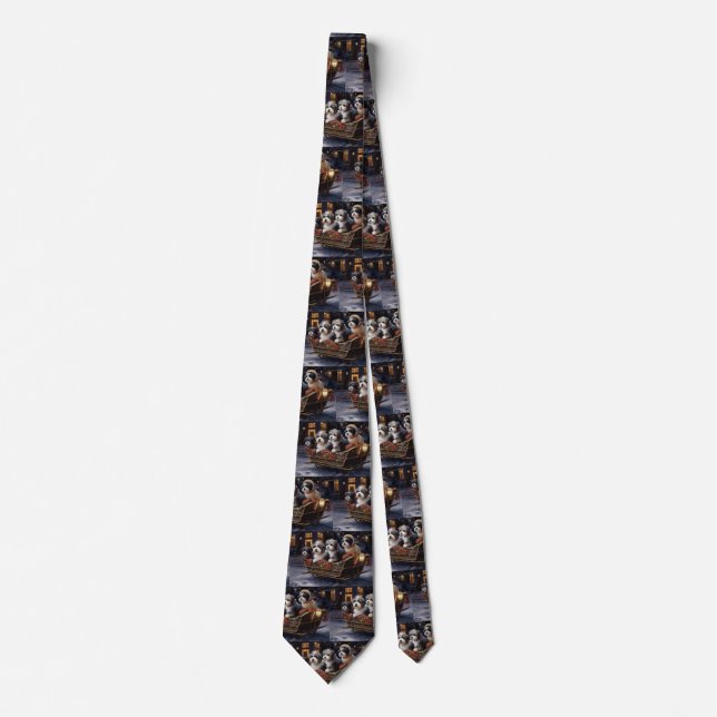 Havanese Christmas Festive Season  Neck Tie (Front)