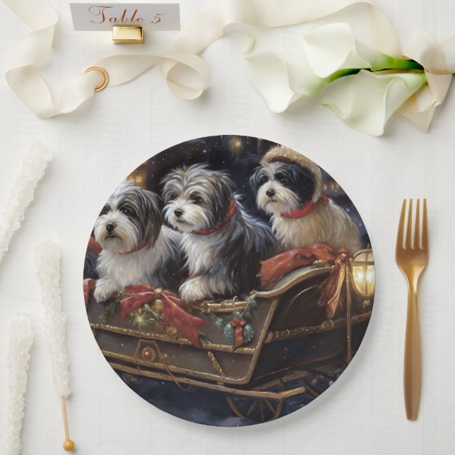 Havanese Christmas Festive Season  Paper Plates (Wedding)