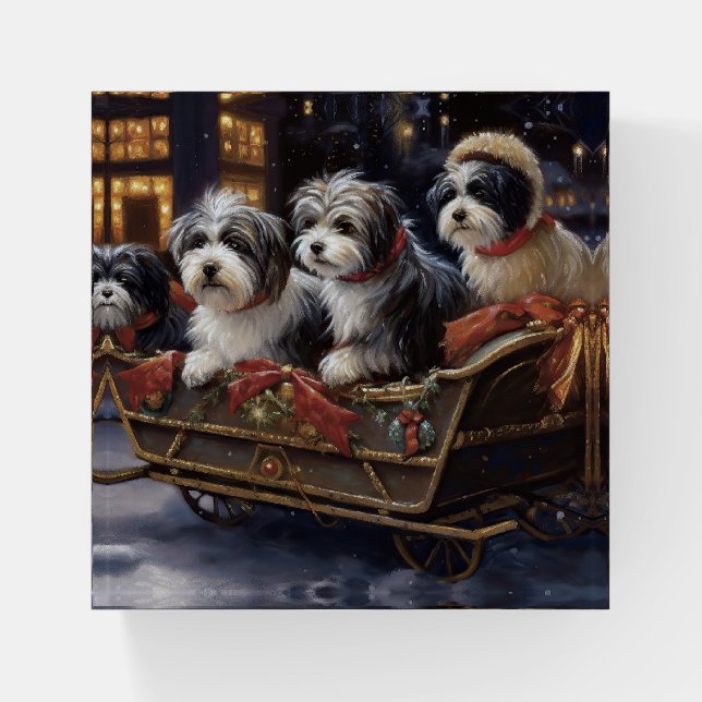 Havanese Christmas Festive Season  Paperweight (Front)