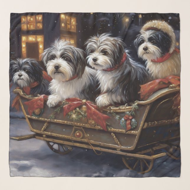 Havanese Christmas Festive Season  Scarf (Front)