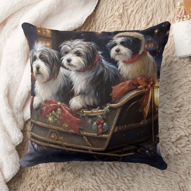 Havanese Christmas Festive Season  Throw Pillow (Blanket)