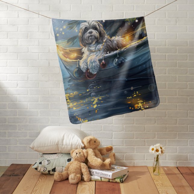Havanese Christmas Festive Voyage Baby Blanket (In Situ)