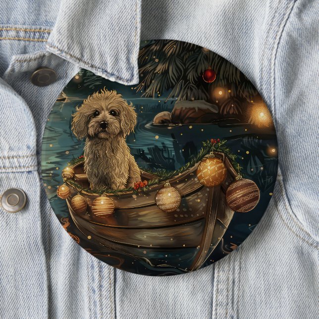 Havanese Christmas Festive Voyage Button (In Situ)