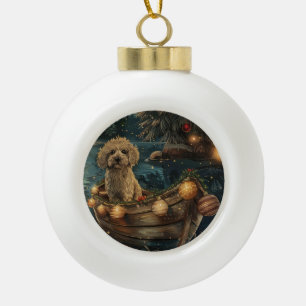 Havanese Christmas Festive Voyage Ceramic Ball Christmas Ornament