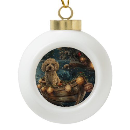 Havanese Christmas Festive Voyage Ceramic Ball Christmas Ornament