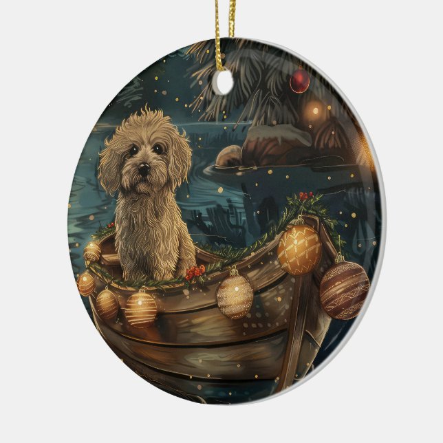 Havanese Christmas Festive Voyage Ceramic Ornament (Left)