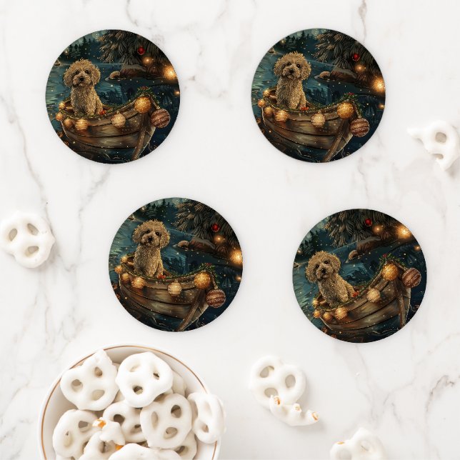 Havanese Christmas Festive Voyage Coaster Set (In Situ)