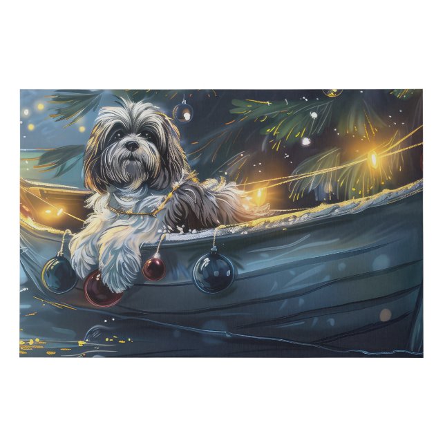 Havanese Christmas Festive Voyage Faux Canvas Print (Front)