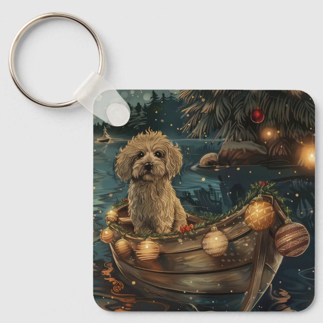 Havanese Christmas Festive Voyage Keychain (Front)