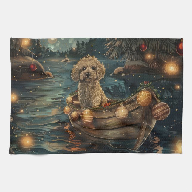 Havanese Christmas Festive Voyage Kitchen Towel (Horizontal)
