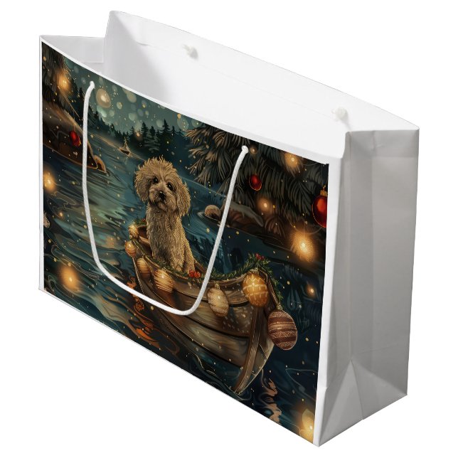 Havanese Christmas Festive Voyage Large Gift Bag (Front Angled)