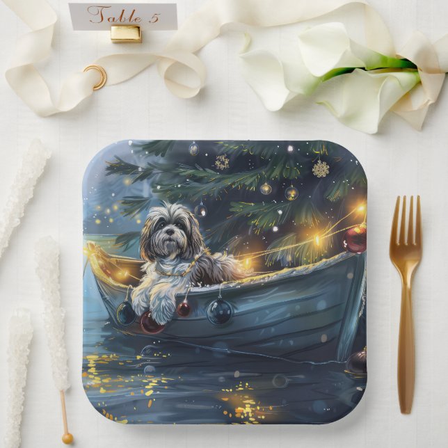 Havanese Christmas Festive Voyage Paper Plates (Wedding)